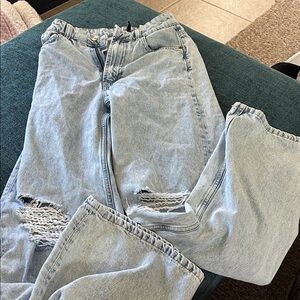 H&M Light Blue Boyfriend Jeans with Distressed Details